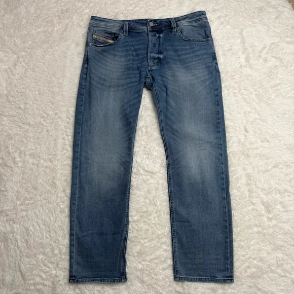 Diesel Larkee Regular Straight Jeans Men’s W36 L32 Blue Denim Button Fly - Picture 1 of 10